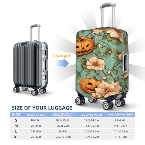 Halloween Pumpkins With Flowers Elastic Travel Luggage Covers Dustproof Scratch-Resistant Suitcase Protector Fit 22-24 Inch4