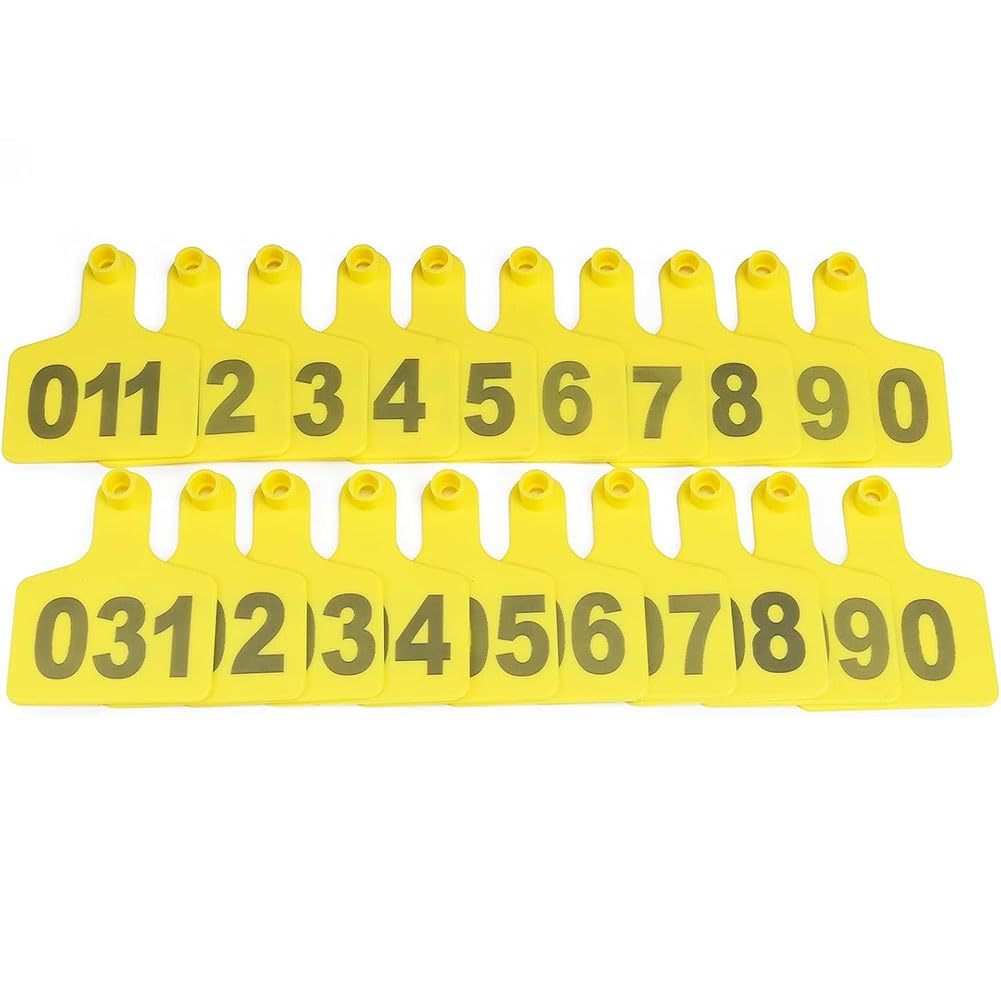 100 pièces étiquettes d'oreille de bétail n° 001-500, étiquettes d'oreille d'animaux de bétail en plastique pour vaches chèvres moutons cochons étiquettes de boucle d'oreille d'identification animale