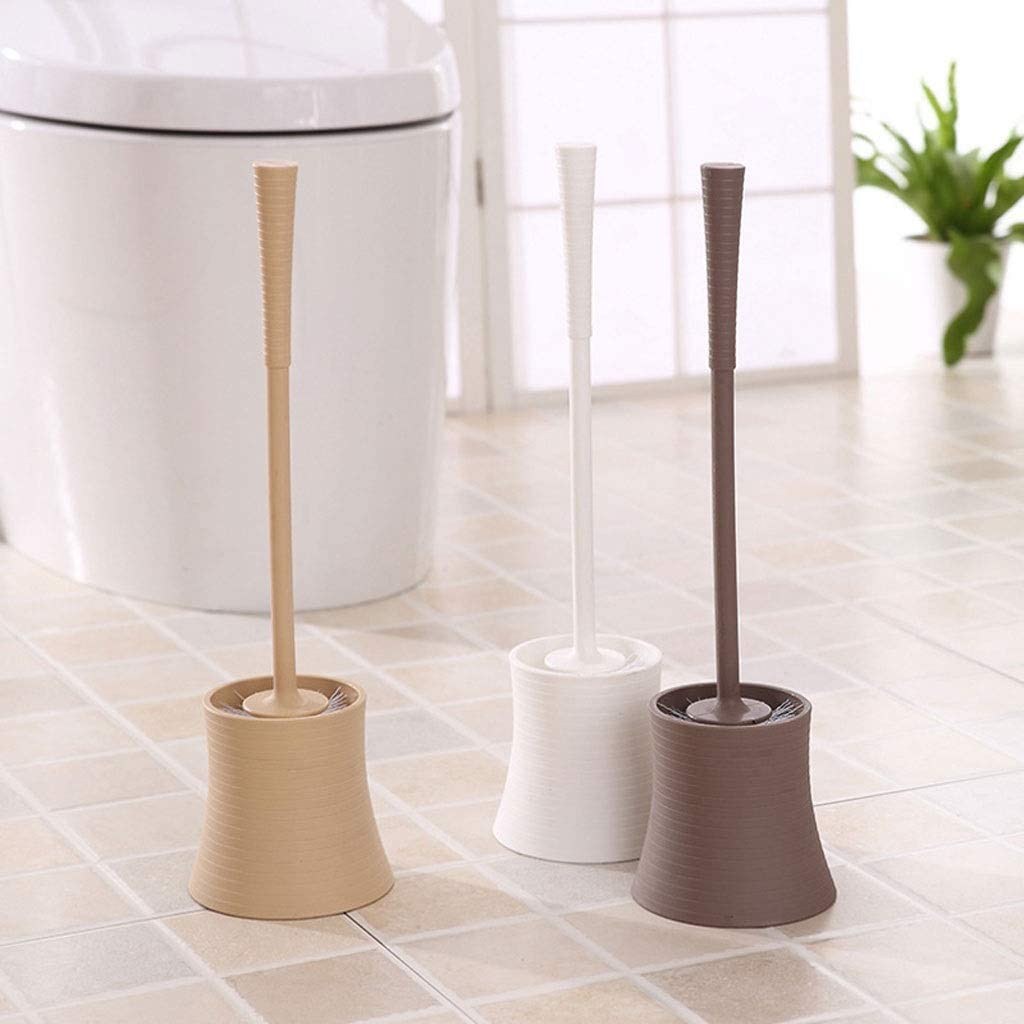 Cepillos de baño, cepillos y Soportes para Inodoro, Juego de cepillos de plástico para Inodoro, Cepillo de baño, Cepillo de Mango Largo, Cepillo de baño, Cepillo de fregado (Beige)