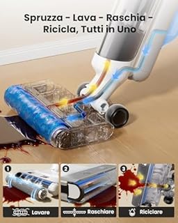 Proscenic F10 Ultra+ Aspirapolvere senza fili Lavapavimenti 3-in-1, per Solidi e Liquidi da 60 Minuti, Aspirapolvere Leggero per Solidi e Liquidi 1,3L, Autopulente, pulizia di Angoli e Bordi
