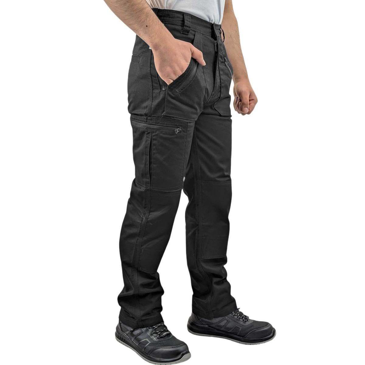 Mens Heavy Duty Water Resistant Work Trousers with Knee Pad Pockets YKK Zip-image-47