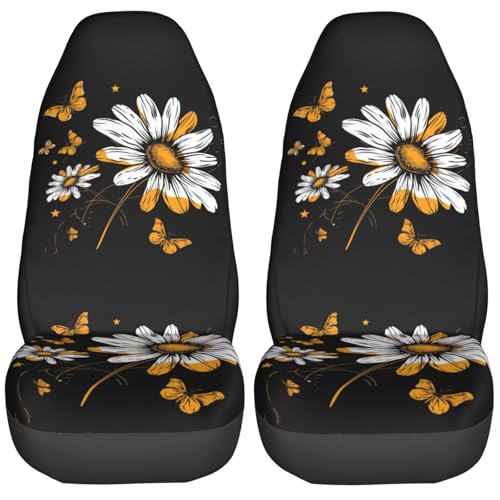 Housses pour siège marguerite papillon en lot de 2 élégantes et antidérapantes pour auto