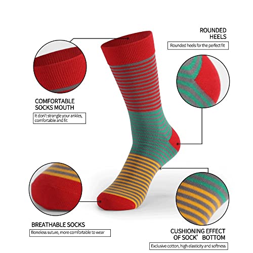 5 Pairs Of Breathable Men's Socks Multicolored Funny Striped Men's Cotton Socks Large Size4