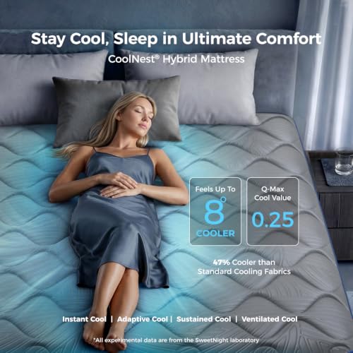 Image of Sweetnight CoolNest 14 Inch Full Size Mattress, Hybrid Full Mattresses with DuoSense Pillow Top & Memory Foam for Feels up to 8 Cooler, Medium Firm Mattress for Pressure Relief CertiPUR-US Certified