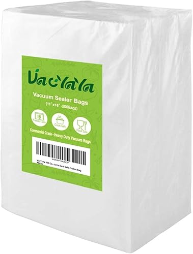 Miniatura 1 de VacYaYa Bolsas de almacenamiento al vacío para congelador, sellador al vacío de 200 galones, tamaño de 11 x 16 pulgadas, bolsas de comida con