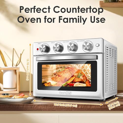 Image of Geek Chef 26 QT Air Fryer Oven, Big Air Fryer, Toast Oven with Bake, Roast, Pizza, Easy to Use & Clean, Stainless Steel