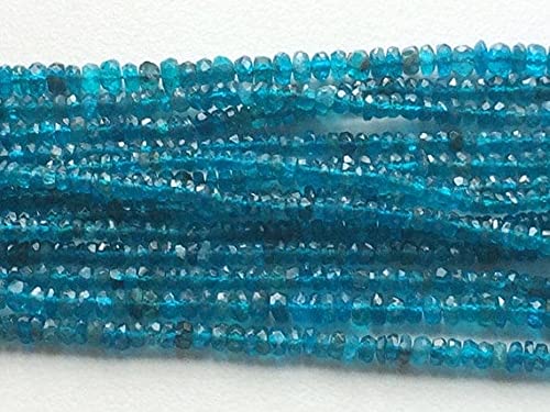 Apatite néon bleue naturelle en pierres gemmes 13 pouces pour création de collier artisanal