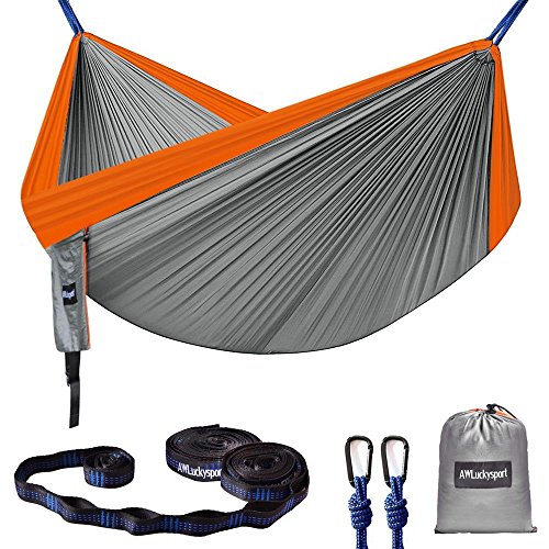 AWLuckysport Hammocks, Blue Color, Garden Hammock Ultralight Portable Nylon Parachute Multifunctional Lightweight Hammocks
