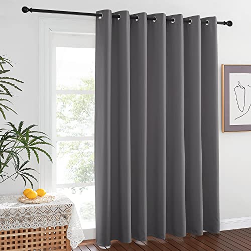 Image of NICETOWN Privacy Room Divider Curtain Screen Partitions, Closet Door Curtain Vertical Blind for Sling Door, Blackout Window Privacy Blinds for Patio (Grey, Single Panel, 12ft Tall x 8.3ft Wide)