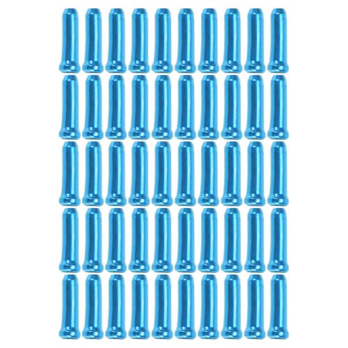 NICEJW Fahrradkabel-Endkappe, 50-teiliges Aluminium-Fahrrad Fahrradbremsschaltwerk Umwerfer Innenkabel Drahtendkappen Langlebig, Fahrradzubehör Blau Cover