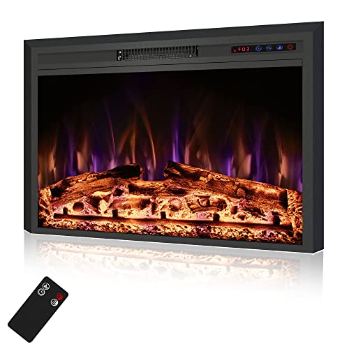 Rodalflame 36' Width Electric Fireplace Inserts with Adjustable Flame Colors, Fireplace Heater with...
