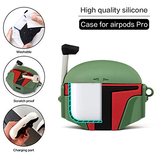 2Pack Airpods Pro Case, Soft Silicone Cute Funny Fun Star War Boba Fett Cartoon Character Cover With Keychain, Airpod Pro Skin Set For Kids Teens Boys Girls(Ps5 Game Controller+Mandalorian Helmet) #TOP5
