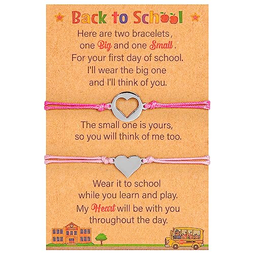 Back to School Supplies, Back to School Bracelet Mommy and Me, Prek Matching Wish Bracelets Set, Adjustable Bracelet for Boys Girls Gifts Stuff Bulk