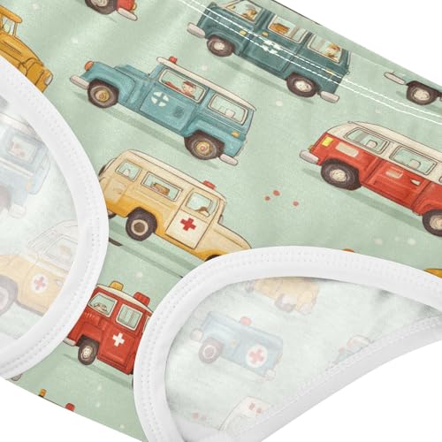 Wusikd Cute Fire Trucks Girls' Underwear Cotton Girls Briefs Soft Toddler Underwear 2T4