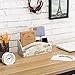 MyGift 3 Slot Vintage Postcard Design Beige Wood Home Countertop Mail Letter Holder, Wooden Office Desk Organizer, File Sorter, Bill Divider, Envelope Storage Bin