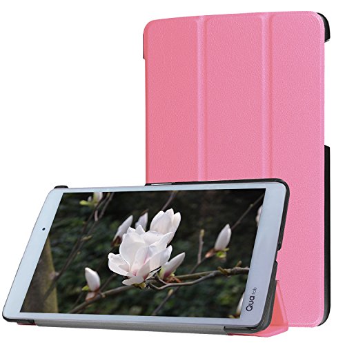 GLOW Qua tab PX キュアタブ au quatab LG LGT31 3点セット【保護フィルム&タッチペン付き】 3つ折りスマートケース カバー エーユー ピンク