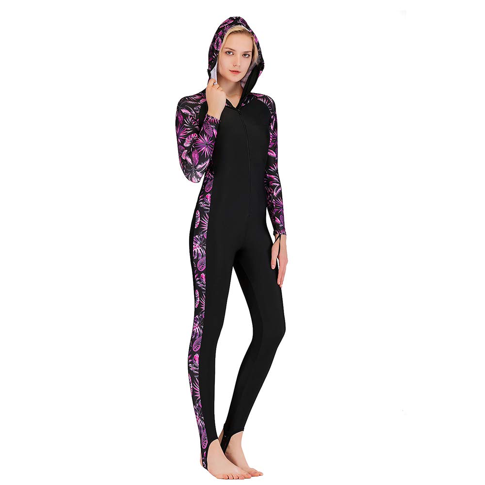 Mute per Donna, Completo in Lycra Tuta Intera Anti-UV Siamese a Maniche Lunghe Abbigliamento da Surf ad Asciugatura Rapida per Attrezzatura Subacquea Sport d'Acqua Spiaggia,Purple,L