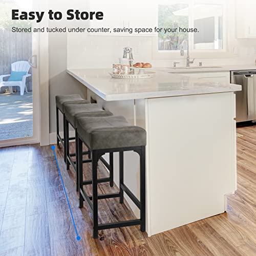 Counter-Height-Bar-Stools-Set-of-2-24-Inch-Stools-for-Kitchen-Counter-with-Soft-Cushion-Bar-Stools-and-Barstools-Steel-Frame-Counter-Height-Stools-for-Kitchen-Island-Bar-Support-350lbs-Grey Counter Height Bar Stools Set of 2 24 Inch Stools for Kitchen Counter with Soft Cushion Bar Stools and Barstools Steel Frame Counter Height Stools for Kitchen Island Bar Support 350lbs Grey
