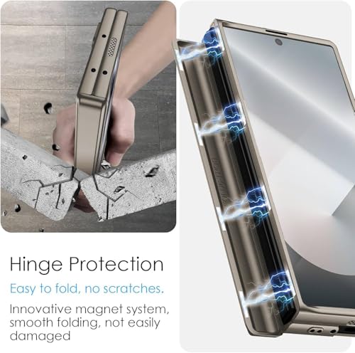 Image of Kapa Magnetic Hinge with Inbuilt Stand Case for Samsung Galaxy Z Fold 6 | Shockproof Stand Hybrid Bumper Back Cover (Titanium)