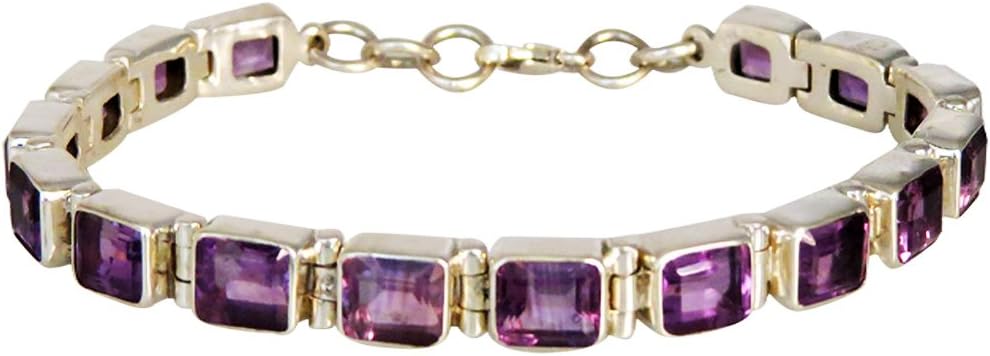24 T.C.W Genuine Amethyst, 9.25 St. Silver Bracelet Purple
