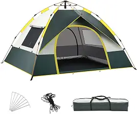 Barraca de camping Dome para 3-4 pessoas Barraca de instalação rápida ao ar livre à prova de vento e à prova de chuva Abrigo de proteção ultravioleta com 2 portas e 2 janelas para acampamento ao ar