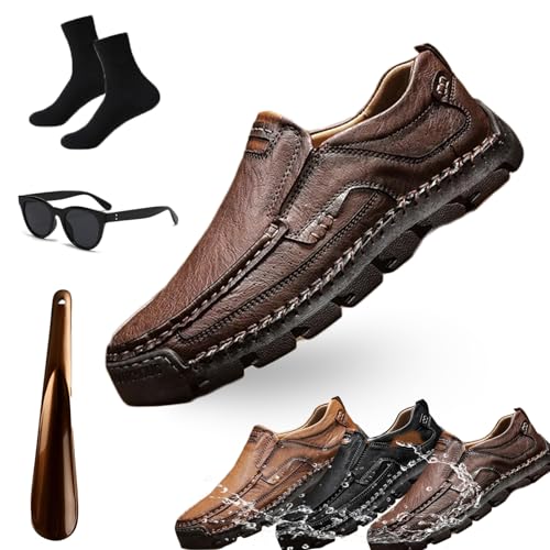 Matufit Shoes for Men 2025 New Men's Handcrafted Cowhide Orthopedic Loafers Wide Toe Box Genuine Leather Waterproof Non Slip