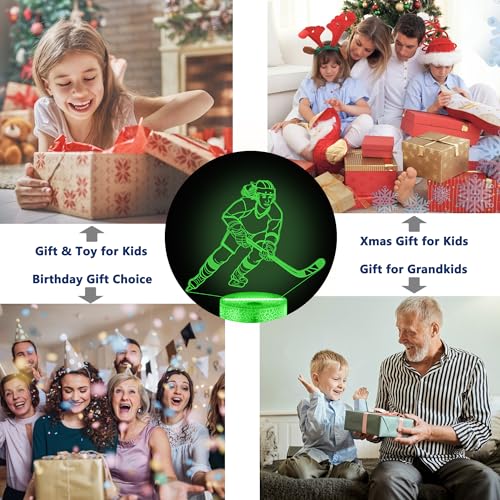 Lámpara de noche 3D Hockey para niñas con LED multicolor miniatura 5