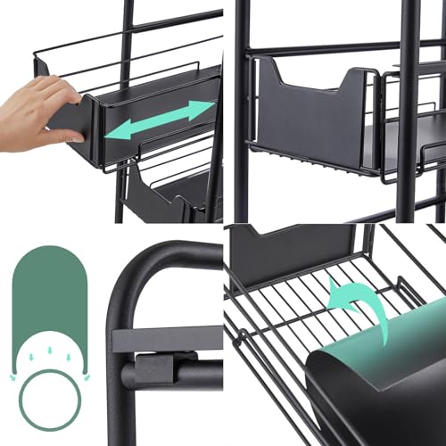 Étagère utilitaire sur roulettes à 3 niveaux gain de place noir