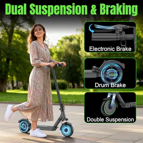 Image of VOLPAM Electric Scooter with 8.5 inch /10 inch Solid Tire, 350W /500W Powerful Motor & 19 /22 MPH Top Speed, 16-28 Miles Long Range, Folding E Scooter Choice