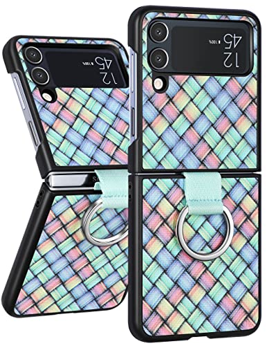 Toycamp Colorful Case With Metal Ring Grip For Samsung Galaxy Z Flip 4 5G Cute Aesthetic Luxury Ring Designed Girly Women Cases With Finger Loop Girl Pretty Phone Case For Galaxy Z Flip 4 2022 #TOP21