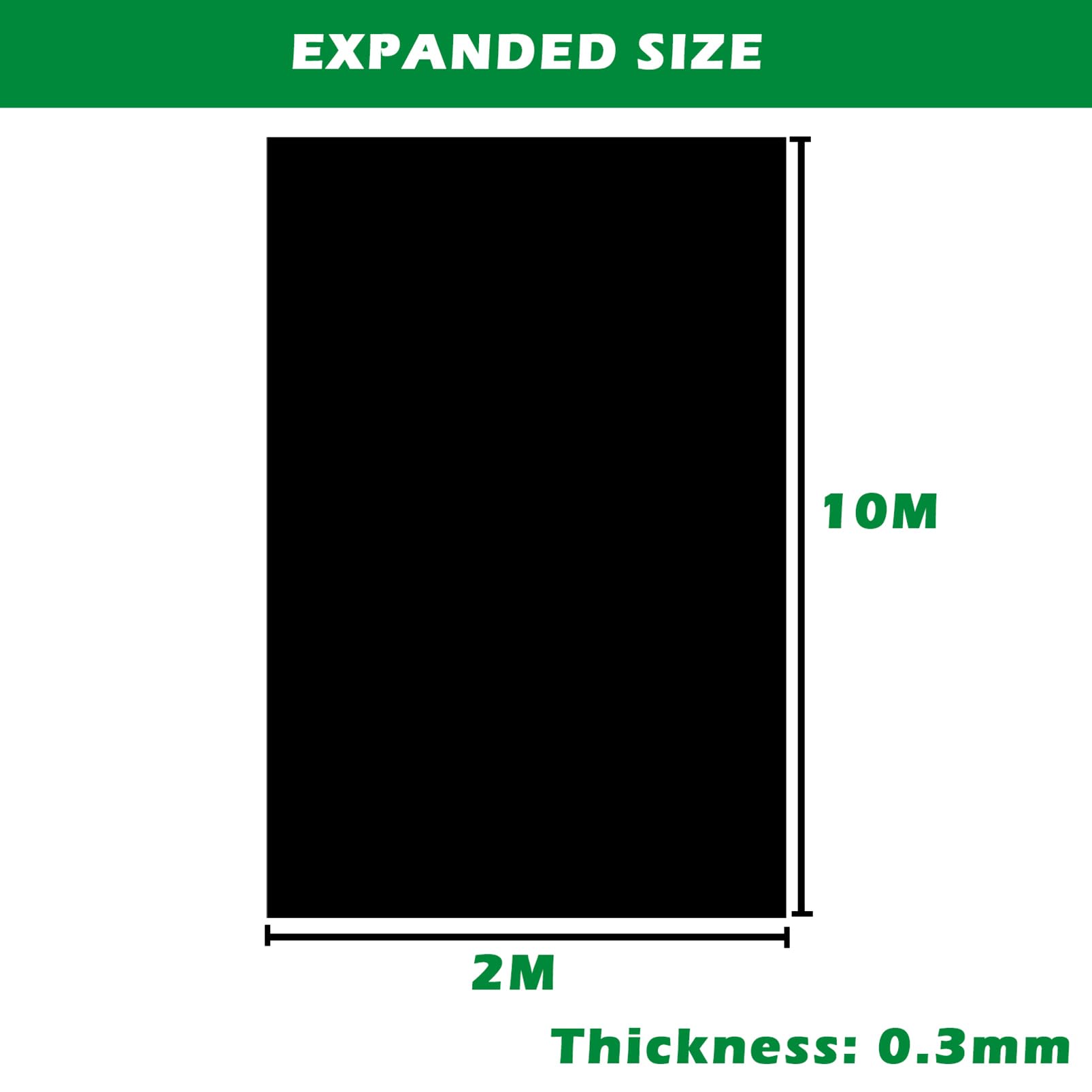 Telo Serra Nero 2 x 10M - Telo Protettivo per Serra - Resistente agli Strappi Extra Spesso - Copertura in Plastica Serra del Polytunnel Protezione del Giardino per Piante