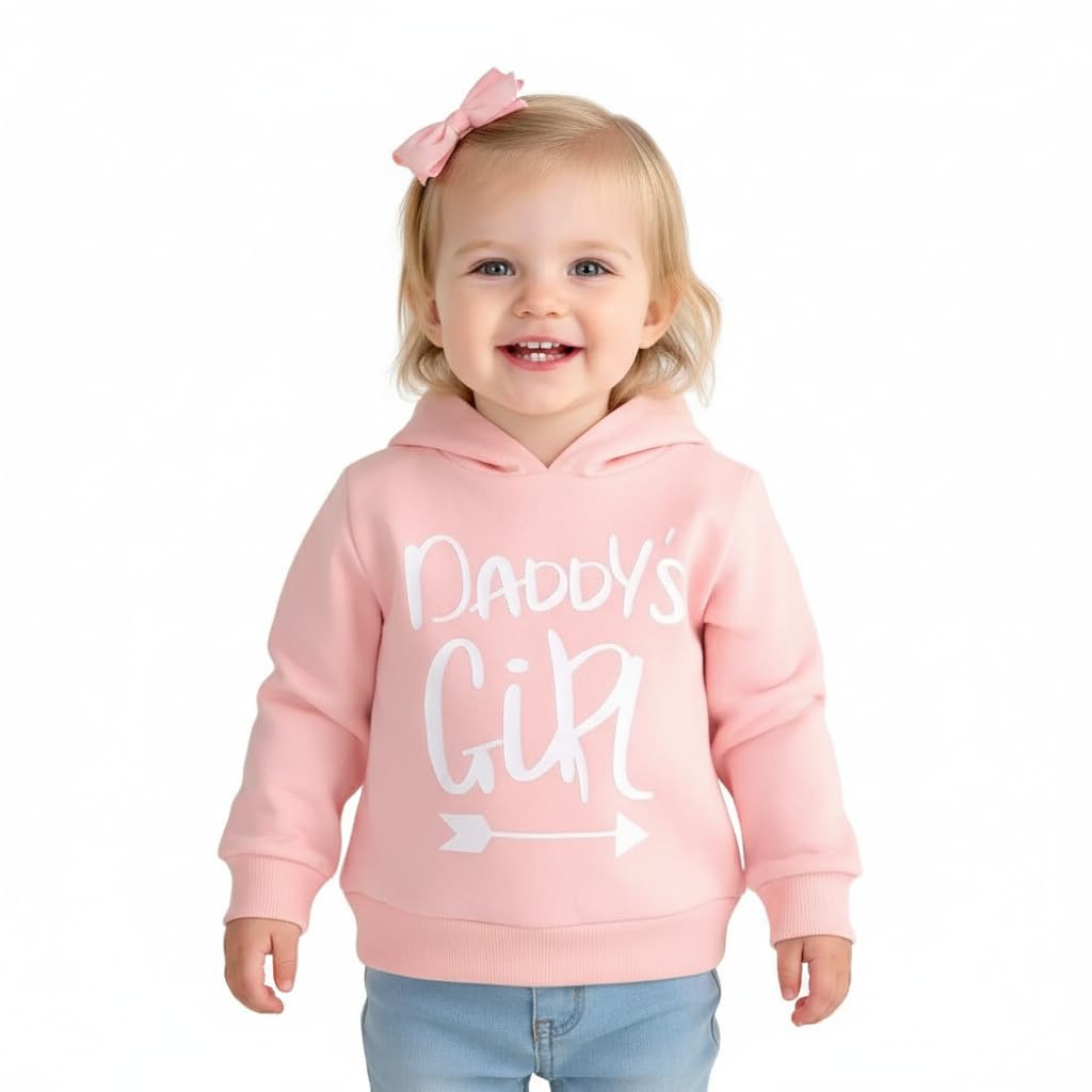 priyanka collection Girls Pink Hoodie with Daddy's Girl Print, Long Sleeve Pullover Sweatshirt-picture-34