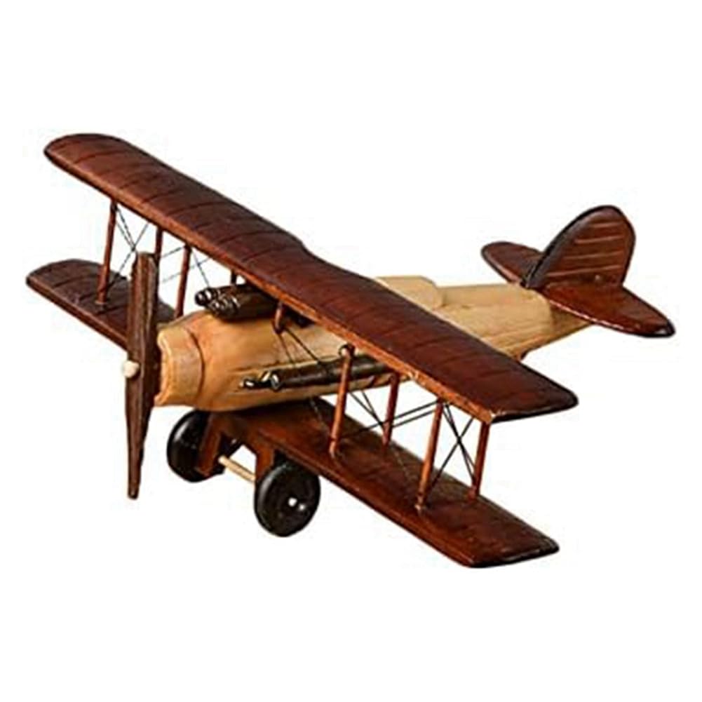 Modello di aereo vintage a vela biplano in miniatura giocattolo per appassionati di aviazione come regalo o da collezione, 35 x 31 x 10 cm