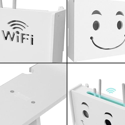 Miniatura 5 de GRFIT Caja organizadora de cables, caja de almacenamiento de enrutador WiFi, juego de salida de cable superior, caja de madera, montaje en pared,