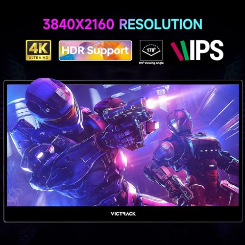 Image of Victrack 4K Touchscreen Pro Gaming Portable Monitor, 13.3 inch Ultra UHD (3840*2160), for handheld gaming pc, style as ASUS Rog Ally, Lenovo Legion go, 100% RGB IPS Display HDR Travel Monitor Smart Cover