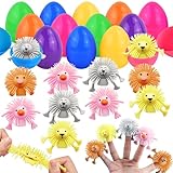 12 Stück Gefüllte Ostereier mit 12 Fingerpuppen, Ostereier zum Befüllen, Ostereier Gefüllt mit Spielzeug, Kinder Ostern Geschenk Ostereier Plastik für Ostern Partyzubehör, Osterkörbe, Ostereiersuche
