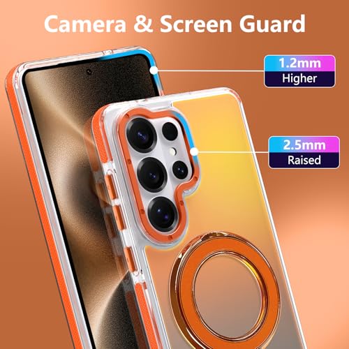 Image of Magnetic for Samsung Galaxy S26 Ultra Case with Stand [Compatible with Magsafe] [Cute Fluorescent Design] [1 Screen Protector] Slim Translucent Matte Case for Galaxy S26 Ultra 6.9 inch, Orange