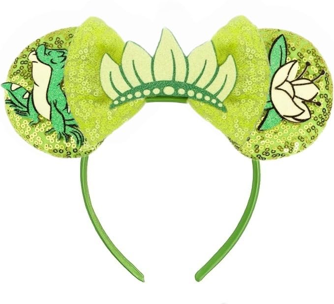 ULUEXEZA Mouse Ears Headband - Sequin Sparkly Ears for Women Adults Cute Bow Hair Hoop for Cartoon Princess Costume Cosplay Dress Up Birthday Party