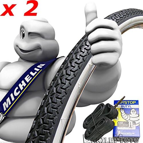 N°2 Copertone / Pneumatico 26 x 1 1/2 Bici NERO / BIANCO + N°2 Camere  MICHELIN : Amazon.it: Sport e tempo libero