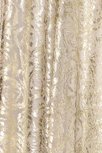 Image of Betsy & Adam Women's Floor-Length, One-Shoulder, Wrap, Foil, Floral Gown, Champagne /Gold, 8
