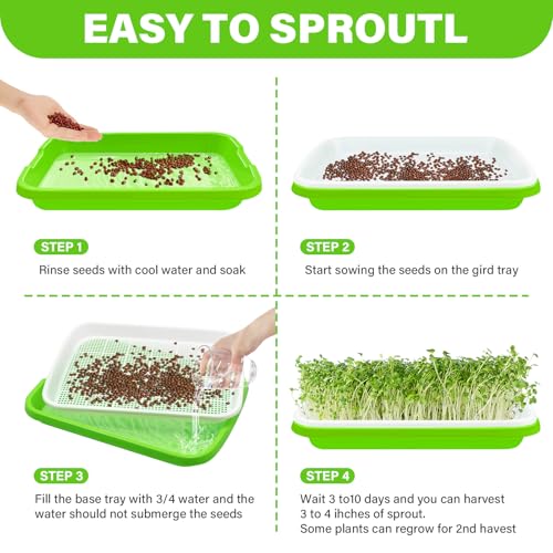 Germination Trays for Sprouts Propagation Set Germination Tray: 5 Pieces Cress Propagation Trays Seed Tray Germination Tray Sprouts Growing Set for Indoor Growing of Mung Beans Wheatgrass