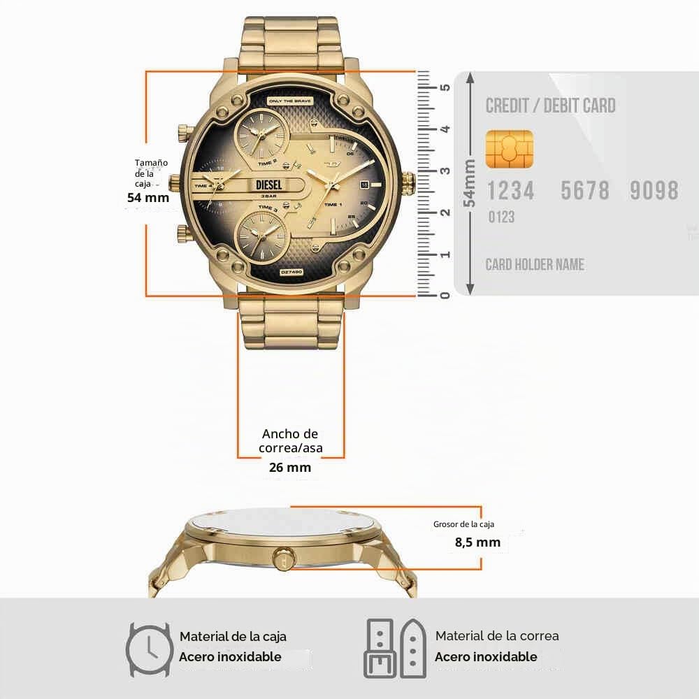 Diesel Reloj Mr. Daddy para Hombre, Movimiento multifunción a Tres Agujas de Cuarzo con Correa de Acero Inoxidable