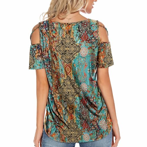 Image of Jar of Love Women's Summer Tops Short Sleeve Cold Shoulder Tops T-Shirts for Women Spring Summer Tops Loose Fit Tunic 2026