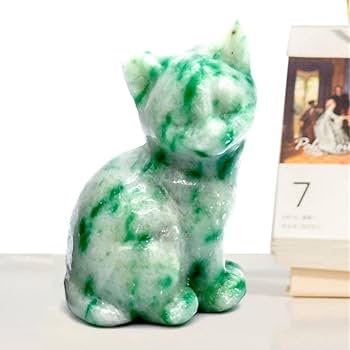 Amazon.co.jp: かわいい宝石猫の像天然水晶石クリスタル手彫りの