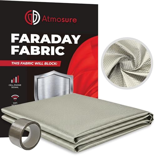 Image of ATMOSURE Faraday Fabric & Tape Kit (1 Yard; 44 x 36 in Fabric; 197 in Tape) - Copper-Nickel Shielding for RFID Blocking and DIY Signal Isolation