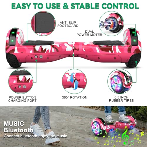 Image of Scooter with Seat Attachment for Kids Adults, 6.5'' 8.5''Balancing Scooter with Bluetooth Speakers & Colorful LED Light with kart