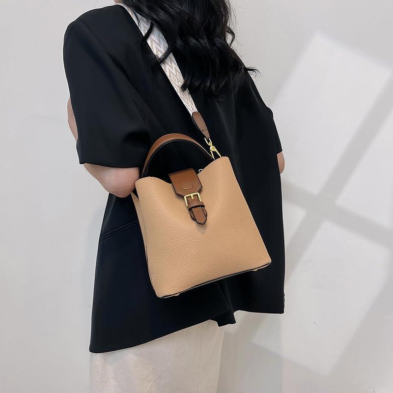 PU Leather Bucket Bag Soft Crossbody Shoulder Handbag Adjustable Strap All Match Trendy Purse2