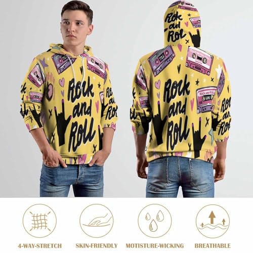 Sweat à Capuche Imprimé 3D Rochers À Bande Magnétique Pull Harajuku Unisexe