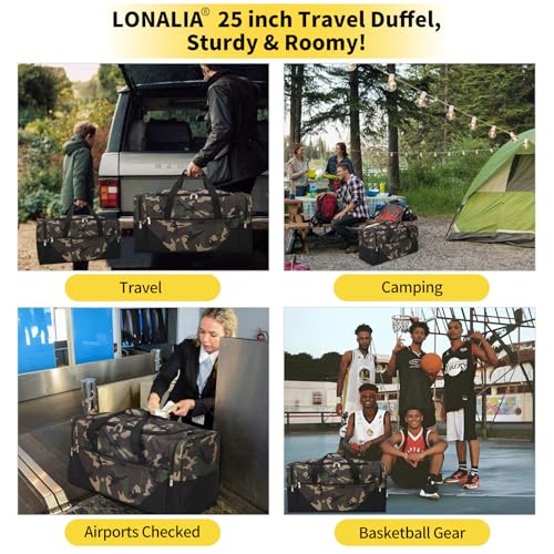 Image of 25 in Large Travel Duffel Bag for Men - 56L Roomy Weekender Bag with Trolley Sleeve (Camo)