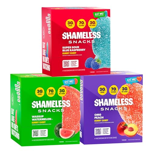 Shameless Low Carb Keto Gummy Bundle - Blue Raspberry, Watermelon and OMG Peach Gluten Free Candy image 4